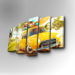 Wallity 5PUC-069 Cuadro decorativo en lienzo de 5 piezas Multicolor